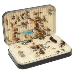 Black Japanned Fly Fishing Box By Mulloch's With Flies.