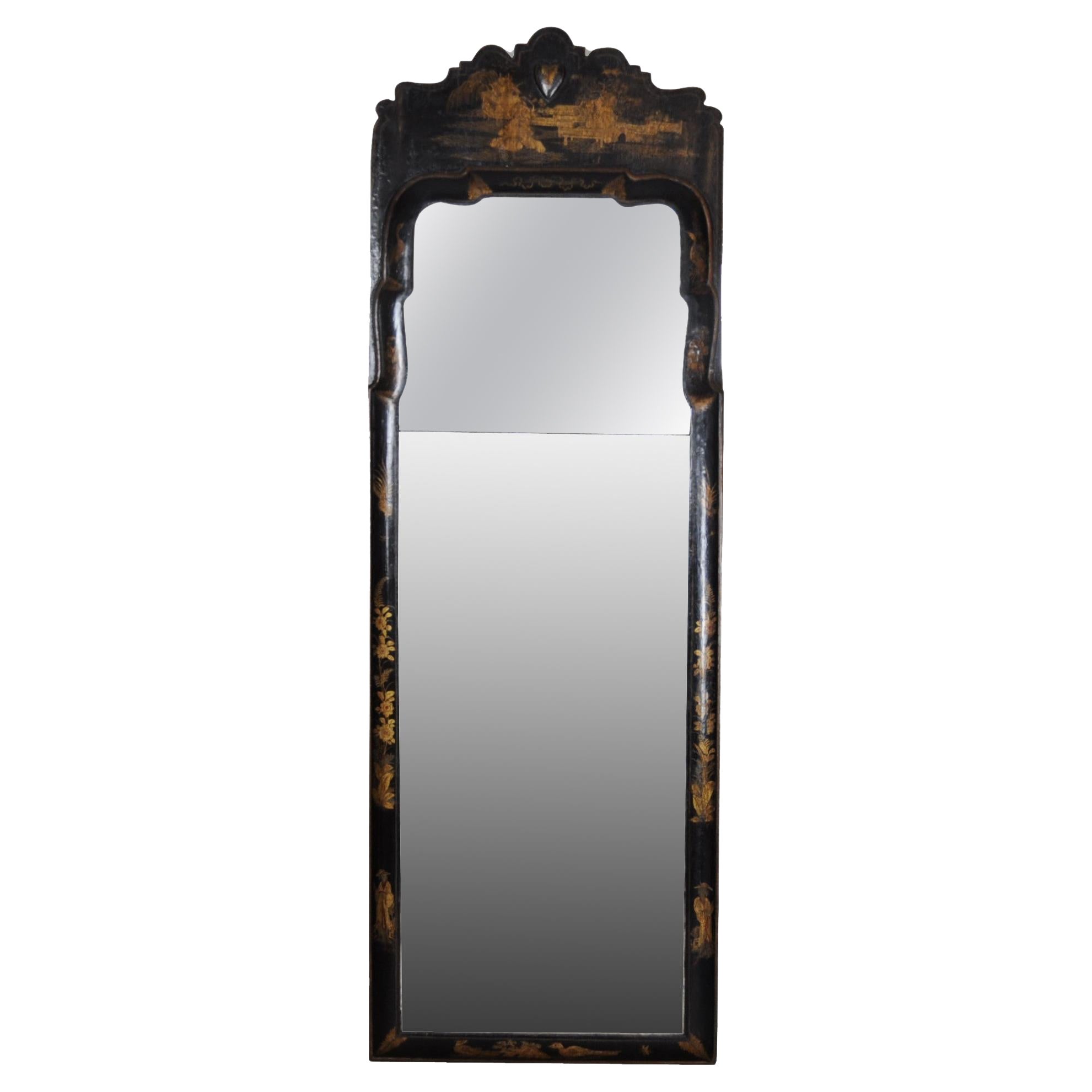 Black Japanned Queen Anne Pier Mirror