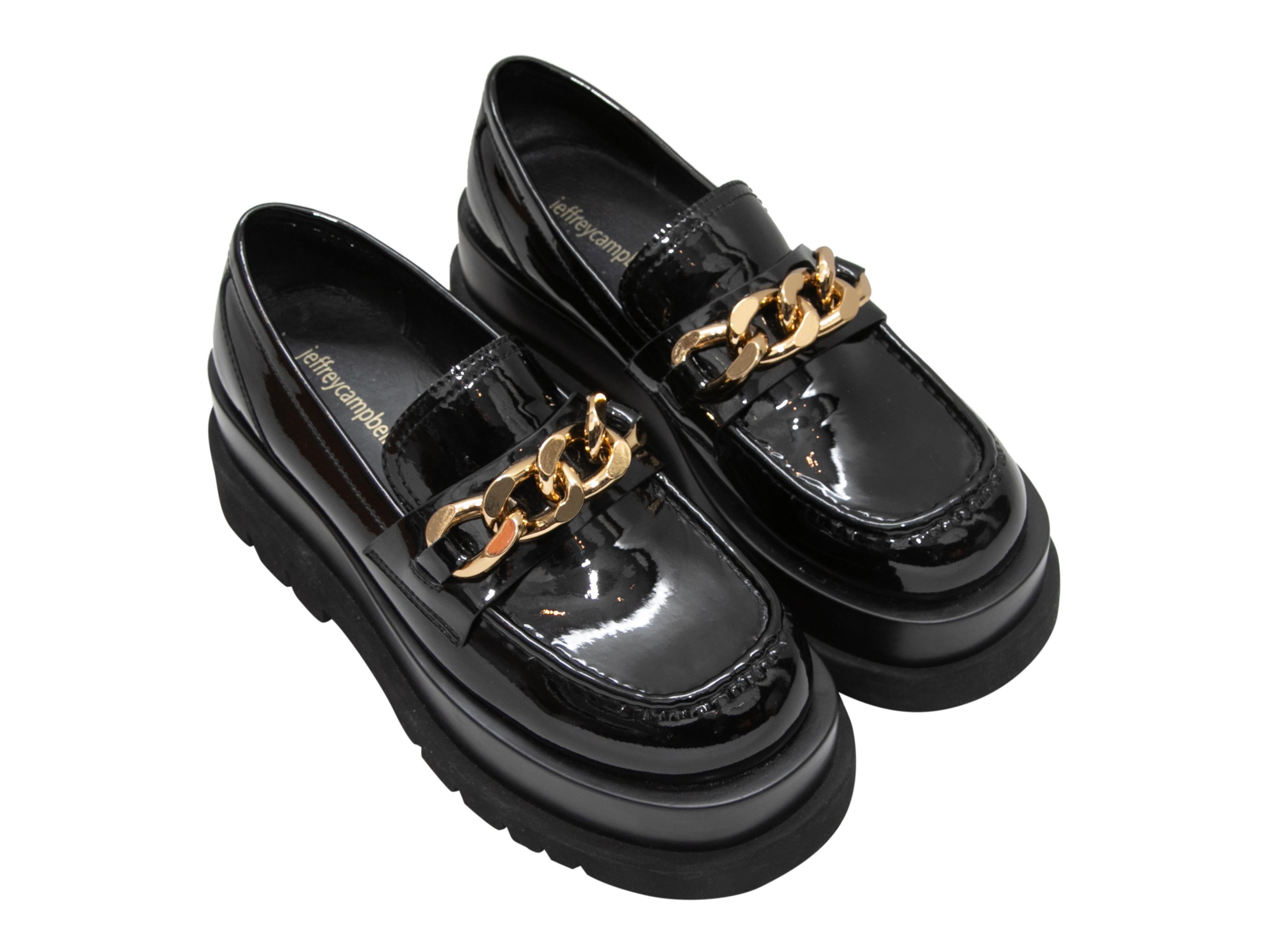 Black Jeffrey Campbell Patent Platform Loafers Size 38 In Good Condition For Sale In New York, NY