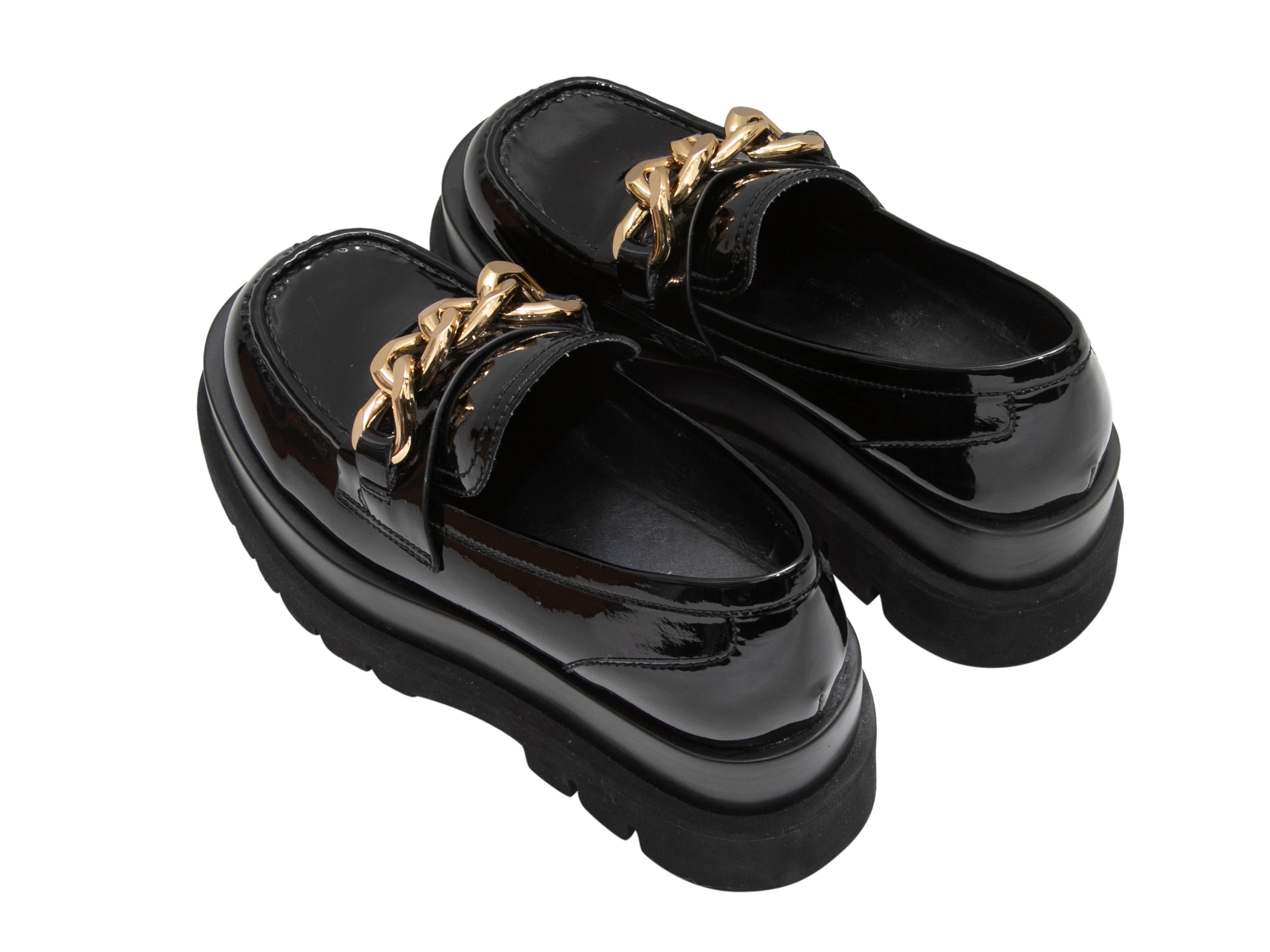 Women's Black Jeffrey Campbell Patent Platform Loafers Size 38 For Sale