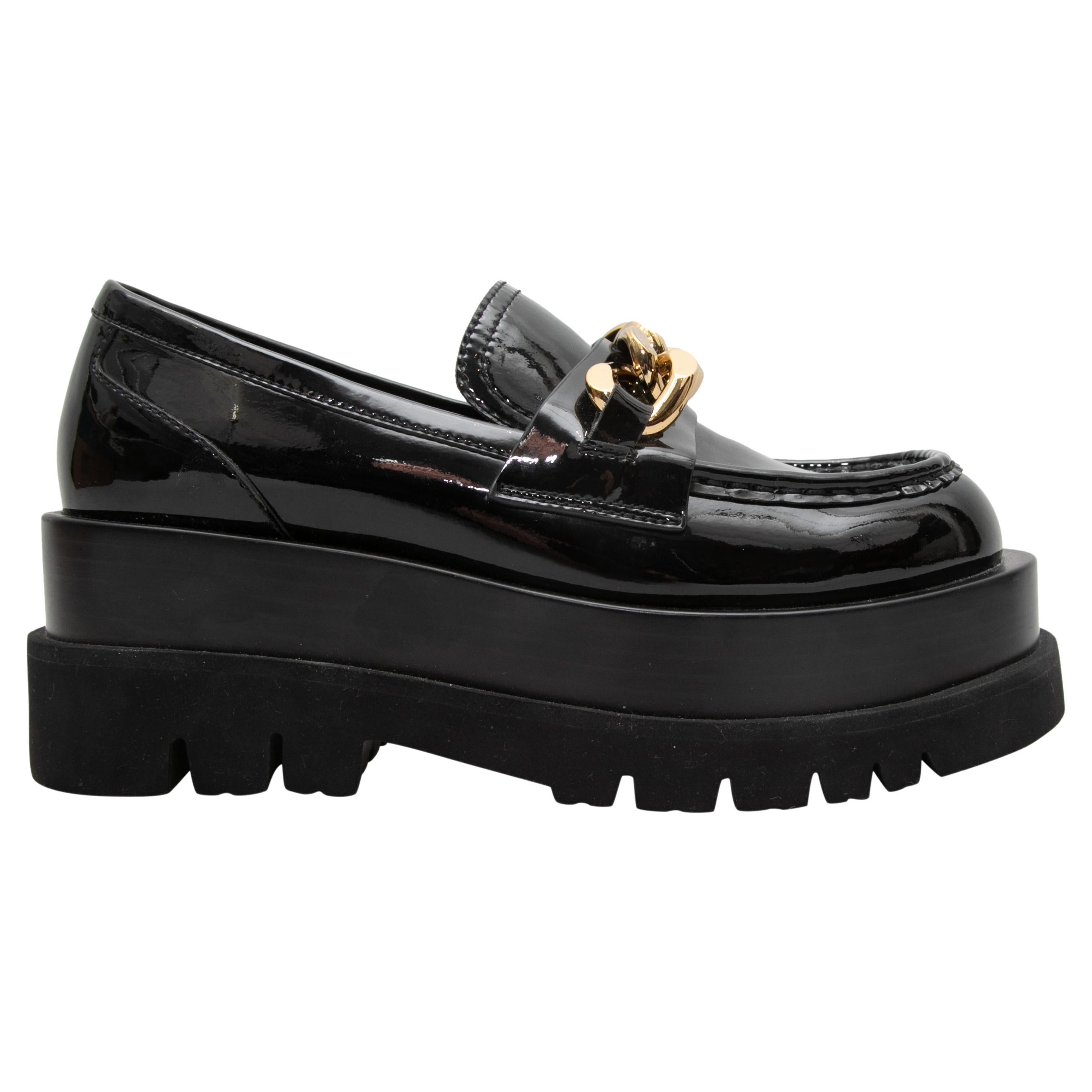 Black Jeffrey Campbell Patent Platform Loafers Size 38 For Sale