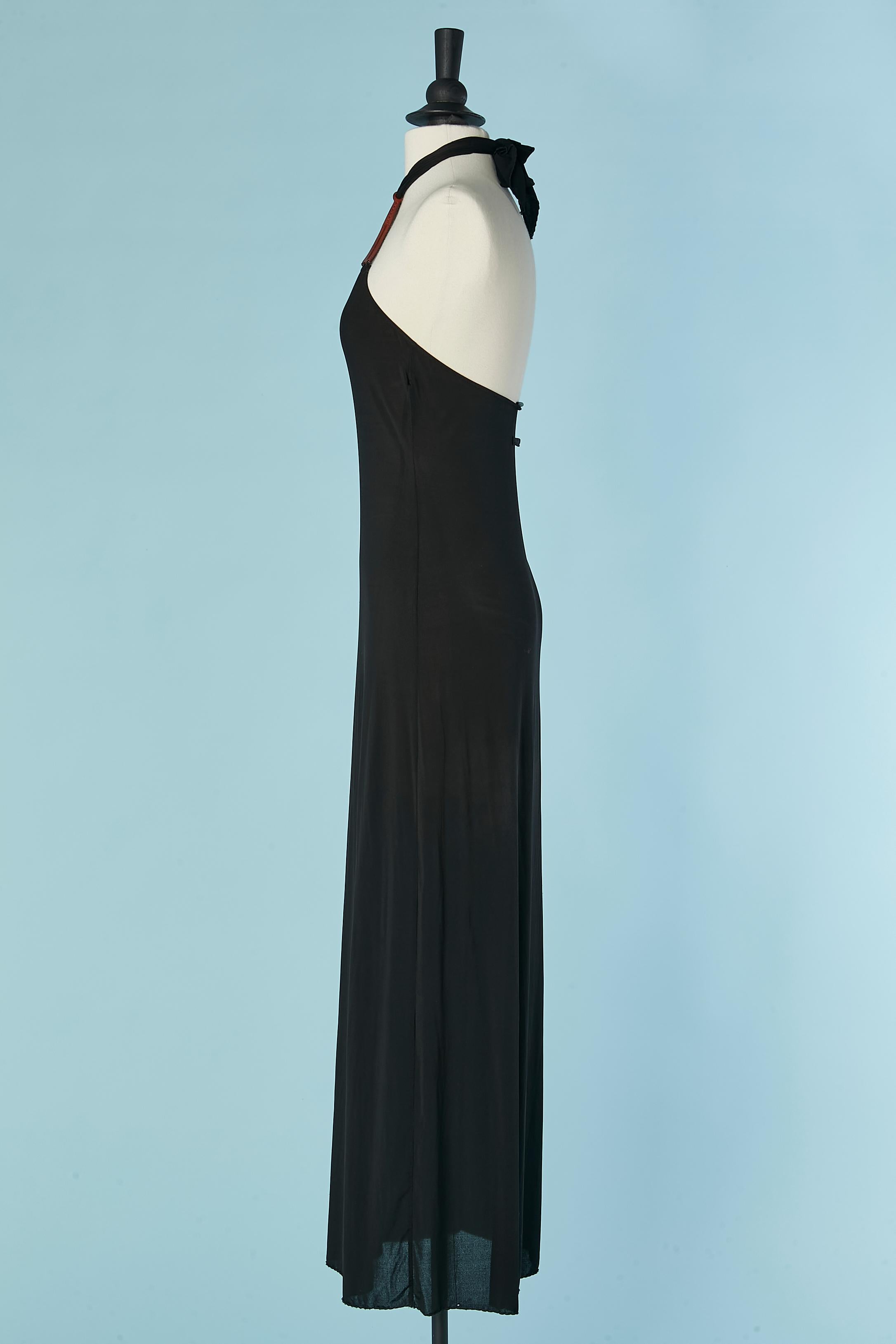 Vestido sin espalda de punto negro con detalle de piel Jean-Paul Gaultier Femme Negro en venta