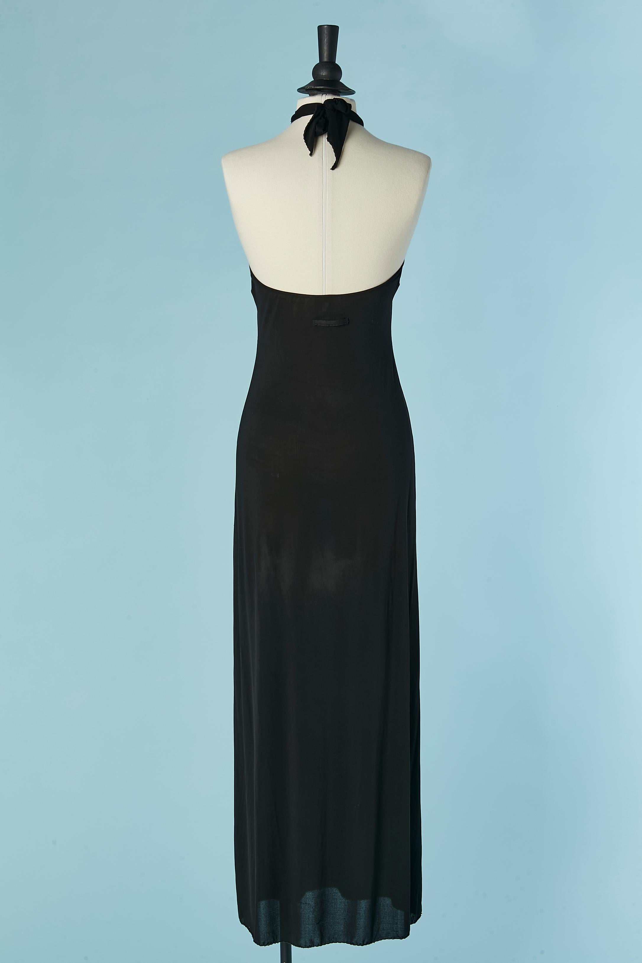 Vestido sin espalda de punto negro con detalle de piel Jean-Paul Gaultier Femme en Bueno estado para la venta en Saint-Ouen-Sur-Seine, FR