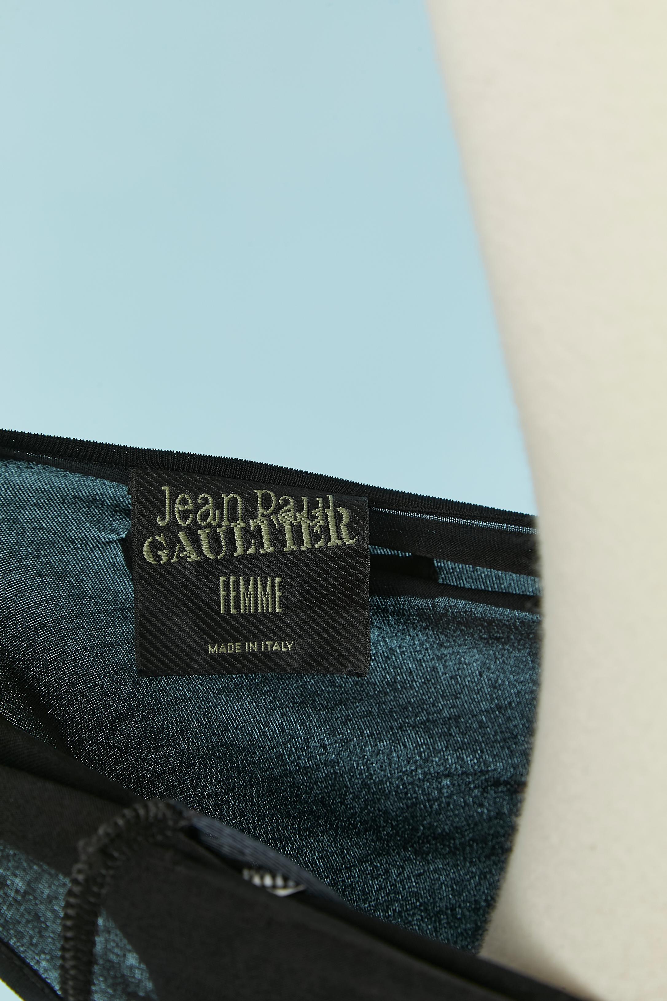 Vestido sin espalda de punto negro con detalle de piel Jean-Paul Gaultier Femme en venta 1