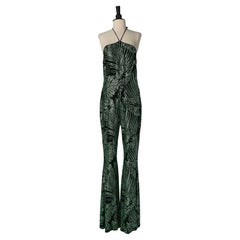 Black jersey backless jumpsuit with green rhinestone ALEXANDRE VAUTHIER