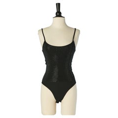 Black jersey bodysuit with black rhinestone ALEXANDRE VAUTHIER