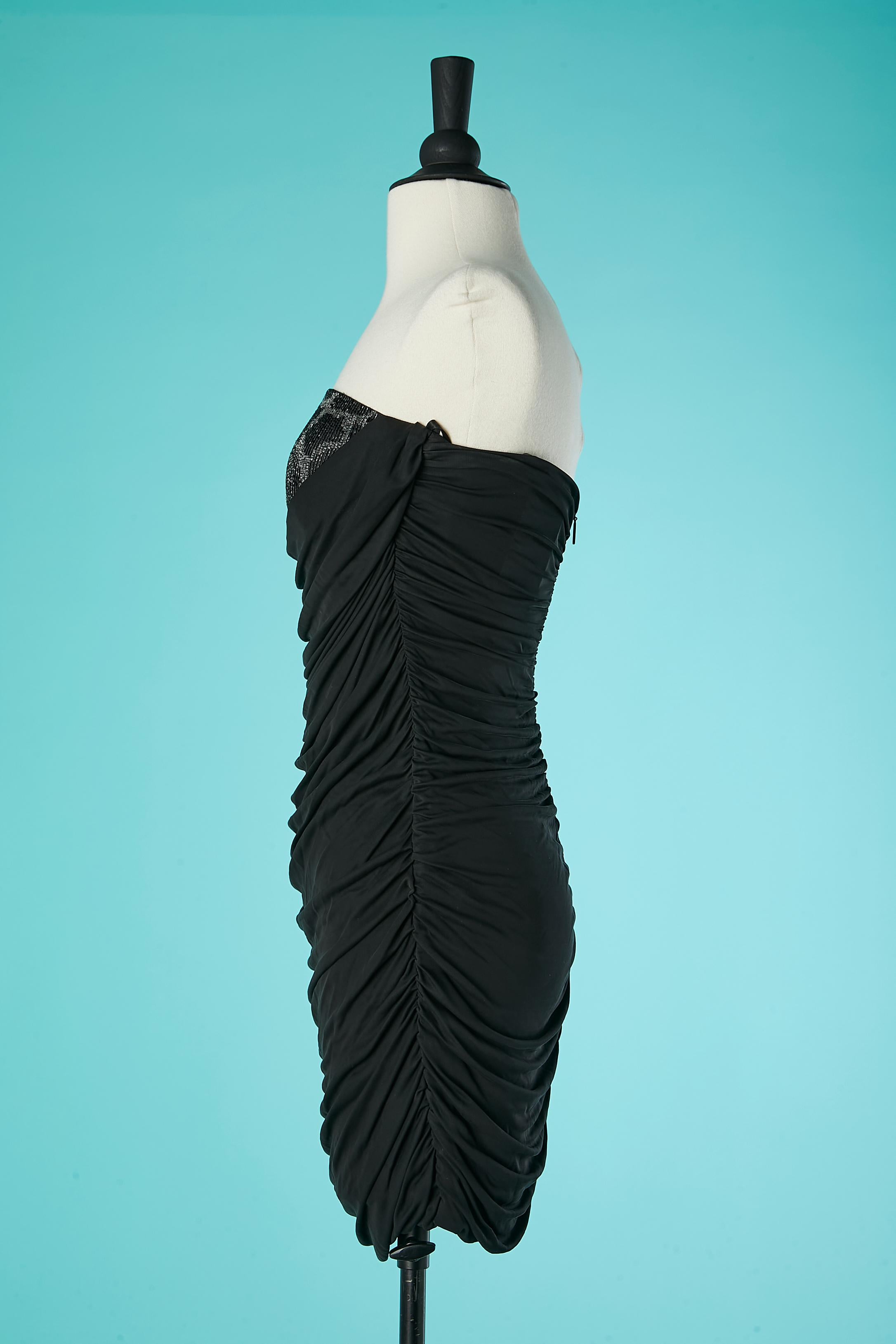 Black jersey bustier cocktail dress with beadwork bustier Roberto Cavalli NEW  For Sale 2