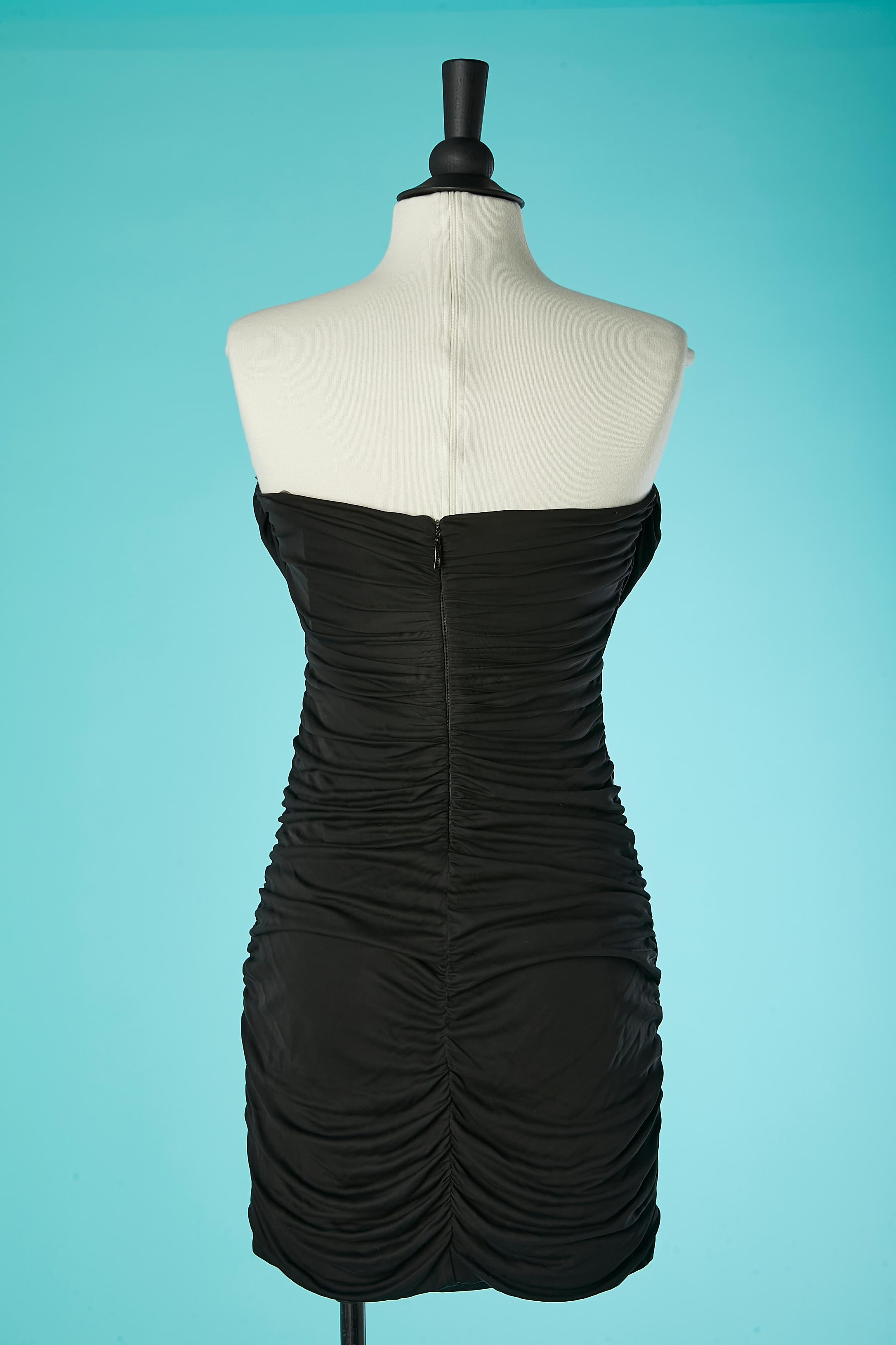 Black jersey bustier cocktail dress with beadwork bustier Roberto Cavalli NEW  For Sale 3