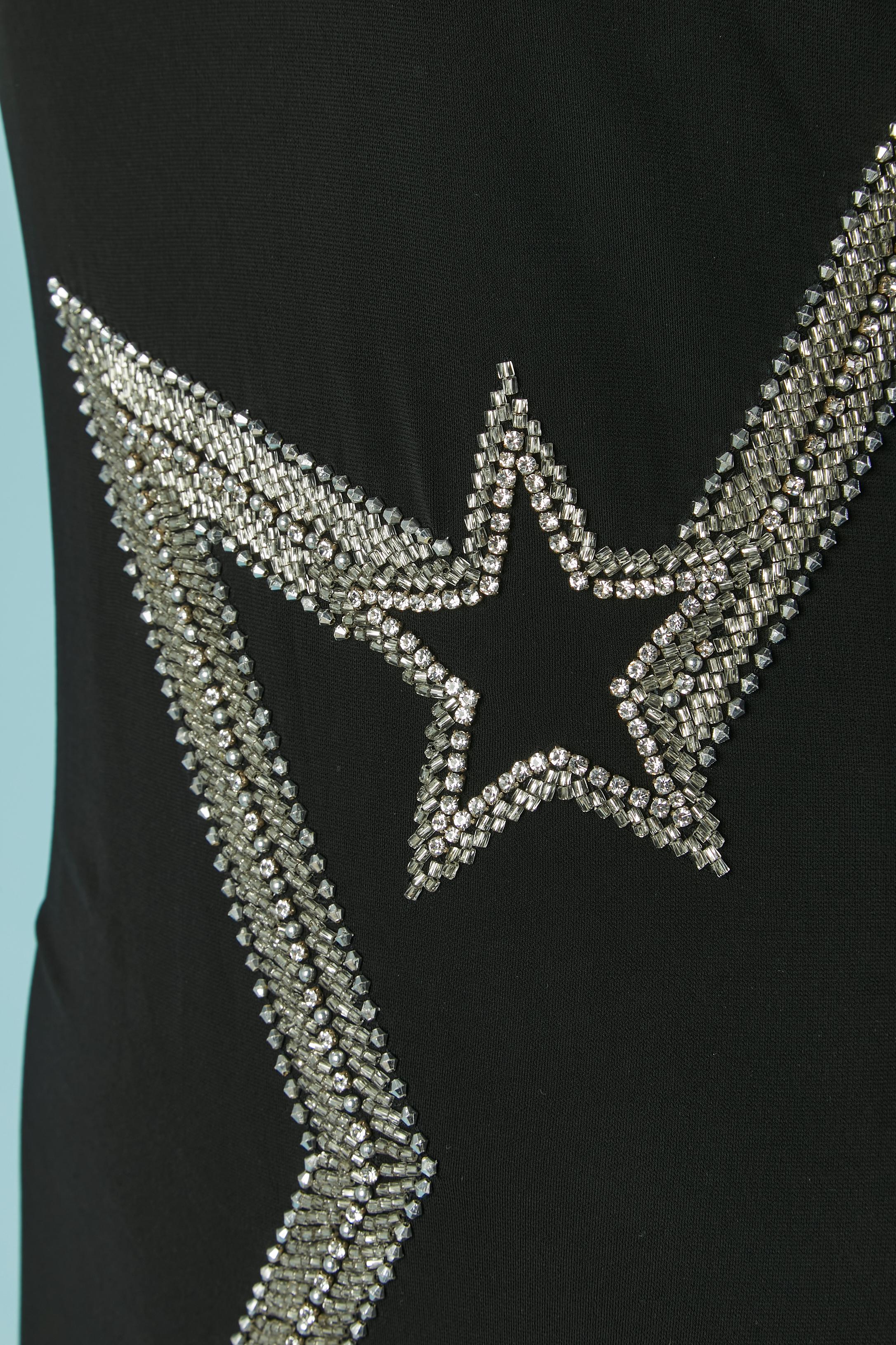 Noir Robe de cocktail en jersey noir avec perles BALMAIN Nouveau avec étiquette en vente