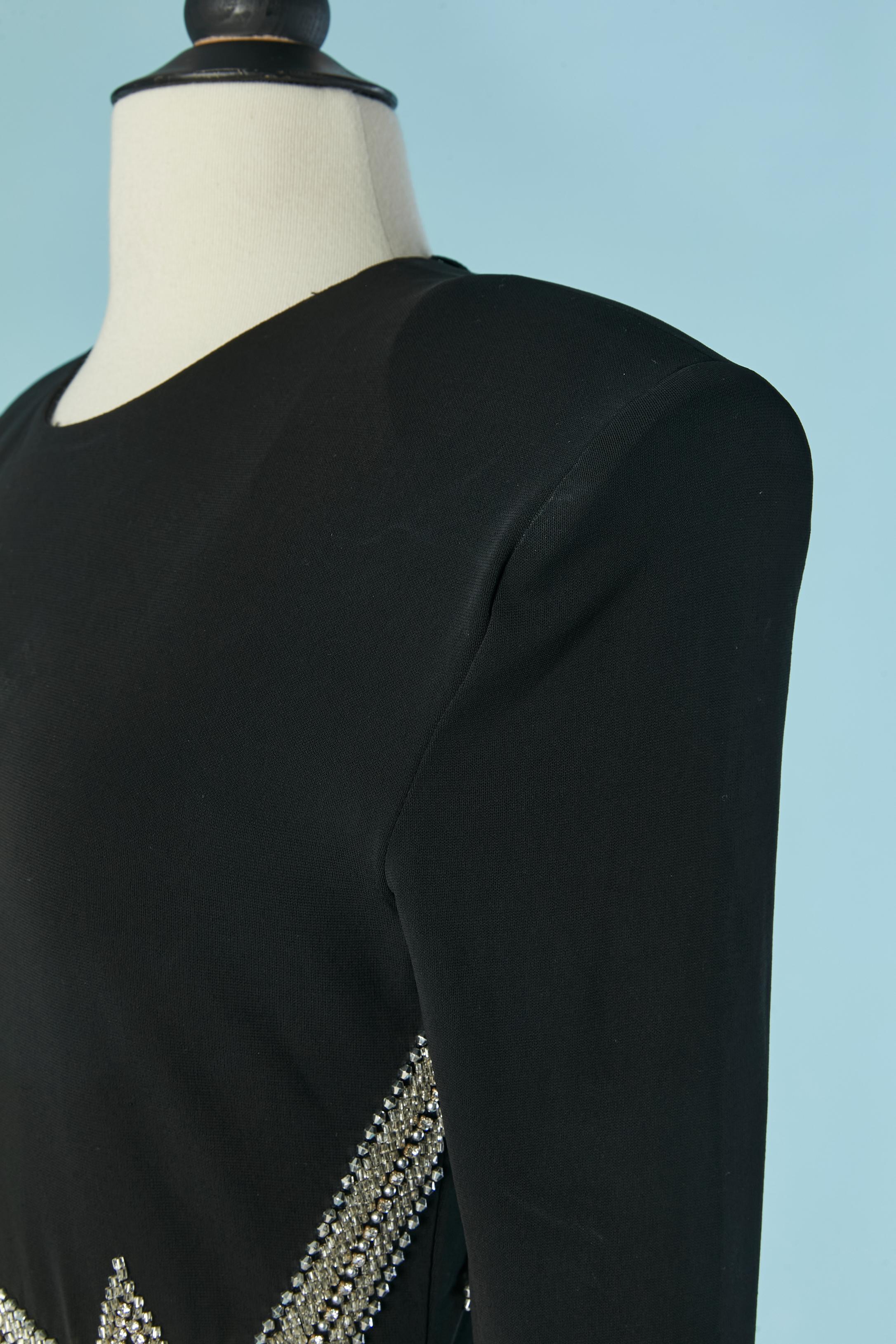 Robe de cocktail en jersey noir avec perles BALMAIN Nouveau avec étiquette Neuf - En vente à Saint-Ouen-Sur-Seine, FR