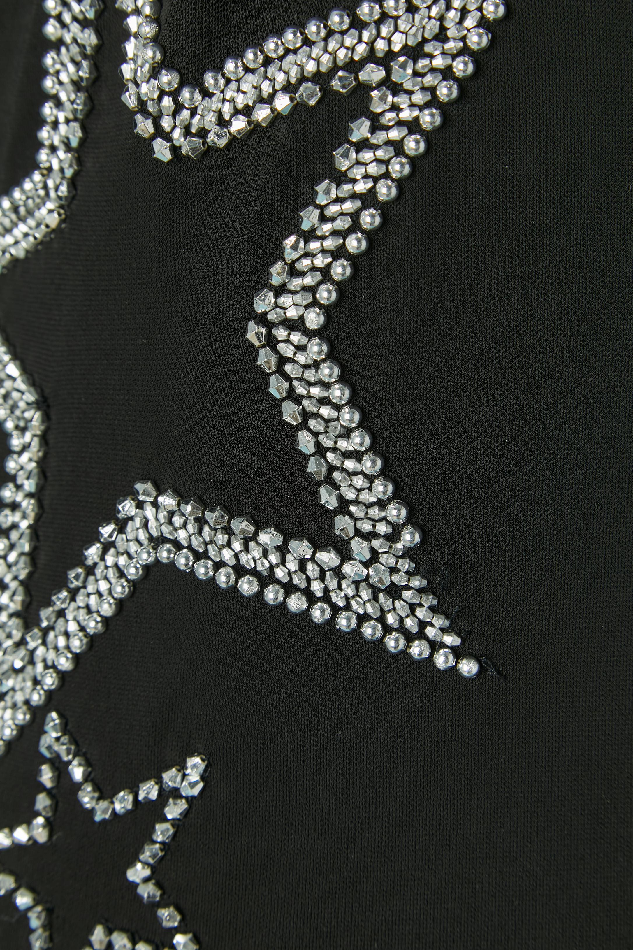 Robe de cocktail en jersey noir avec perles BALMAIN Nouveau avec étiquette en vente 2