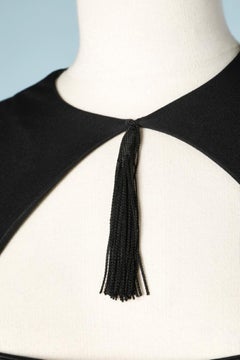 Black jersey cocktail dress with fringes Loris Azzaro