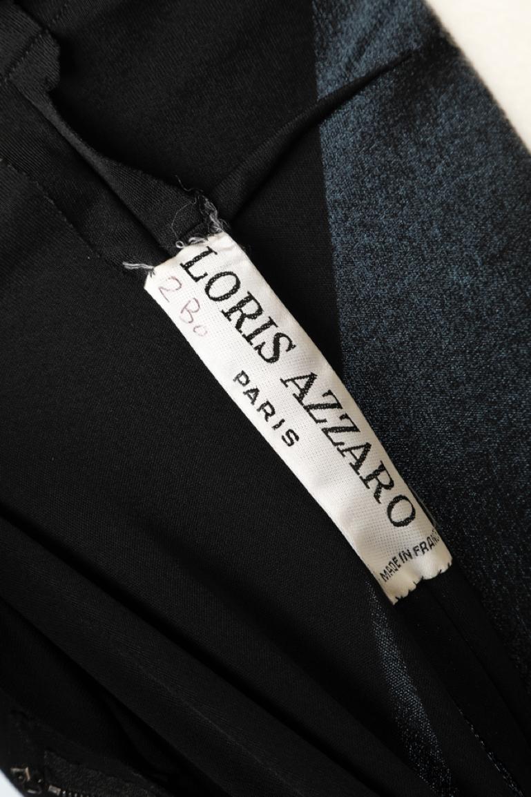 Black jersey cocktail dress with fringes Loris Azzaro For Sale 1