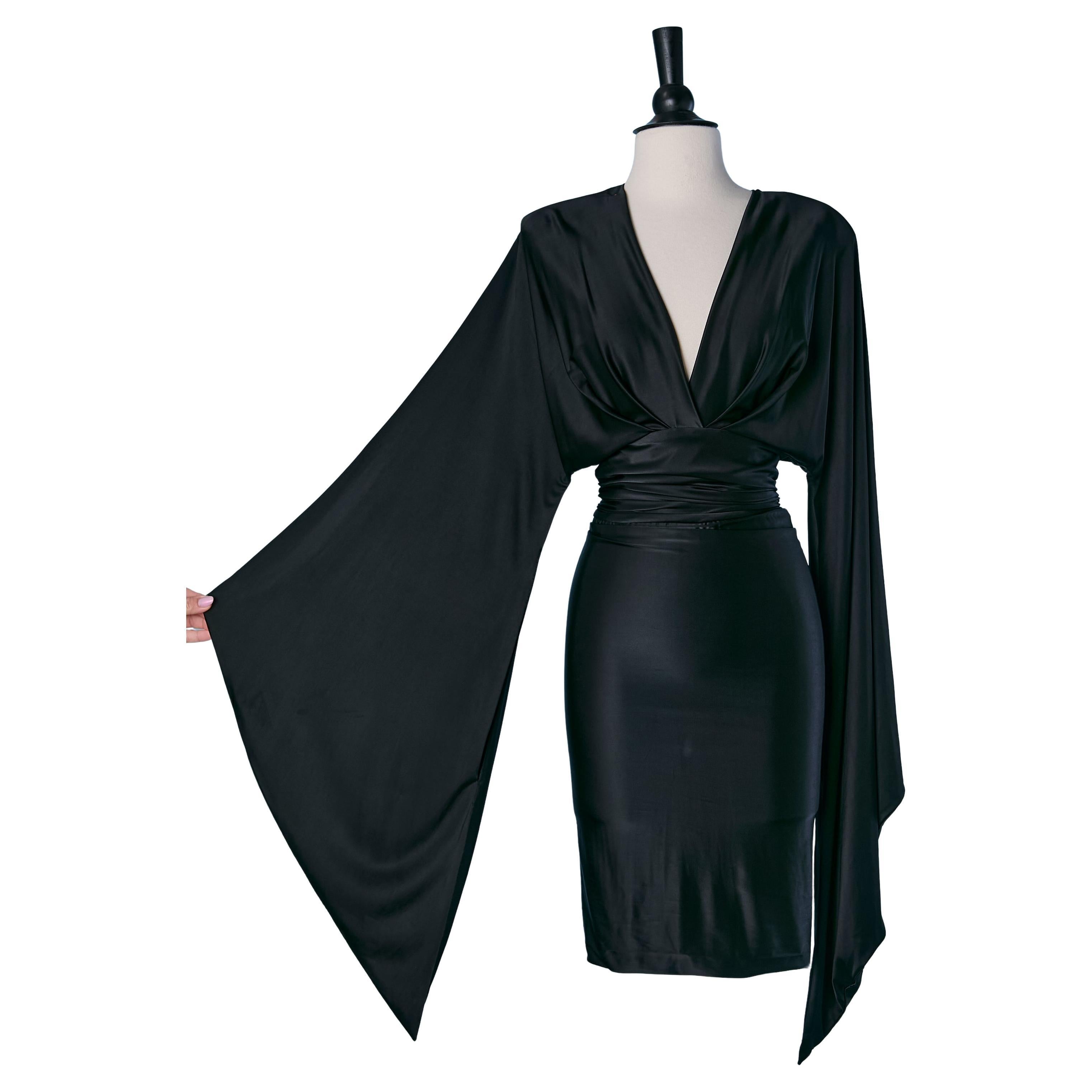 Abito da cocktail in jersey nero con manica oversize ALEXANDRE Vauthier