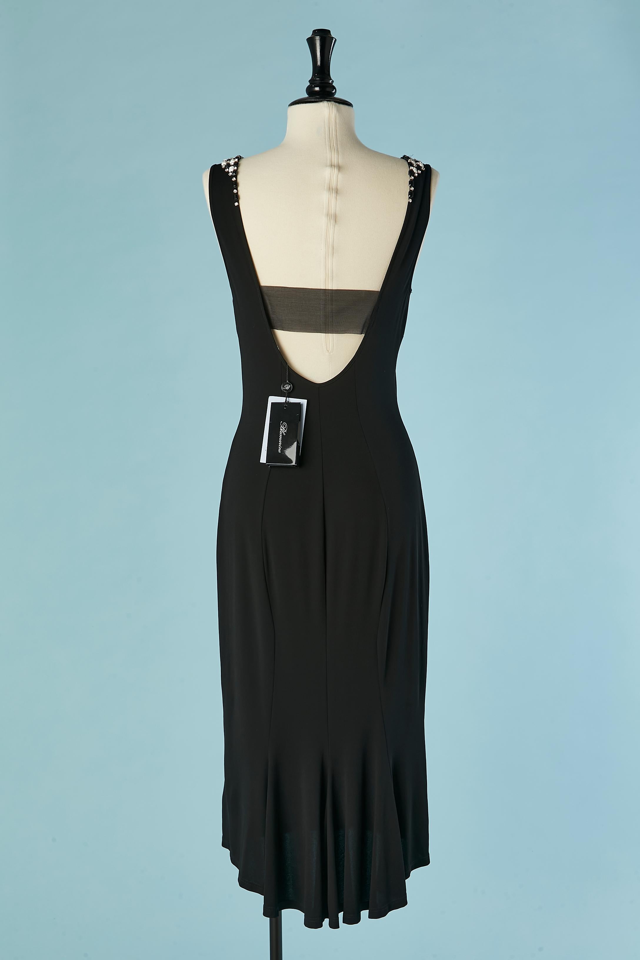 Abito da cocktail in jersey nero con strass e perline BLUMARINE Nuovo In condizioni Nuovo in vendita a Saint-Ouen-Sur-Seine, FR