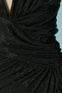 Black jersey draped cocktail dress with rhinestone ALEXANDRE VAUTHIER