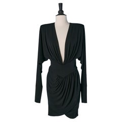 Abito da cocktail drappeggiato in jersey nero Alexandre Vauthier