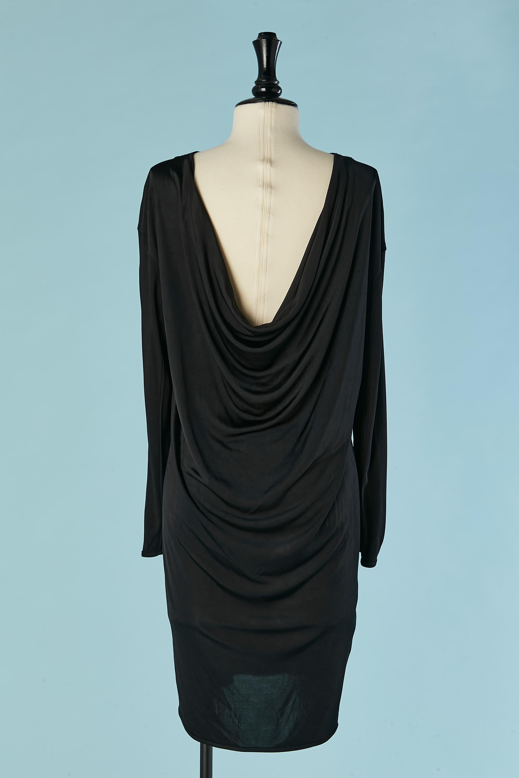 Black jersey dress draped on the back BALENCIAGA In Excellent Condition In Saint-Ouen-Sur-Seine, FR