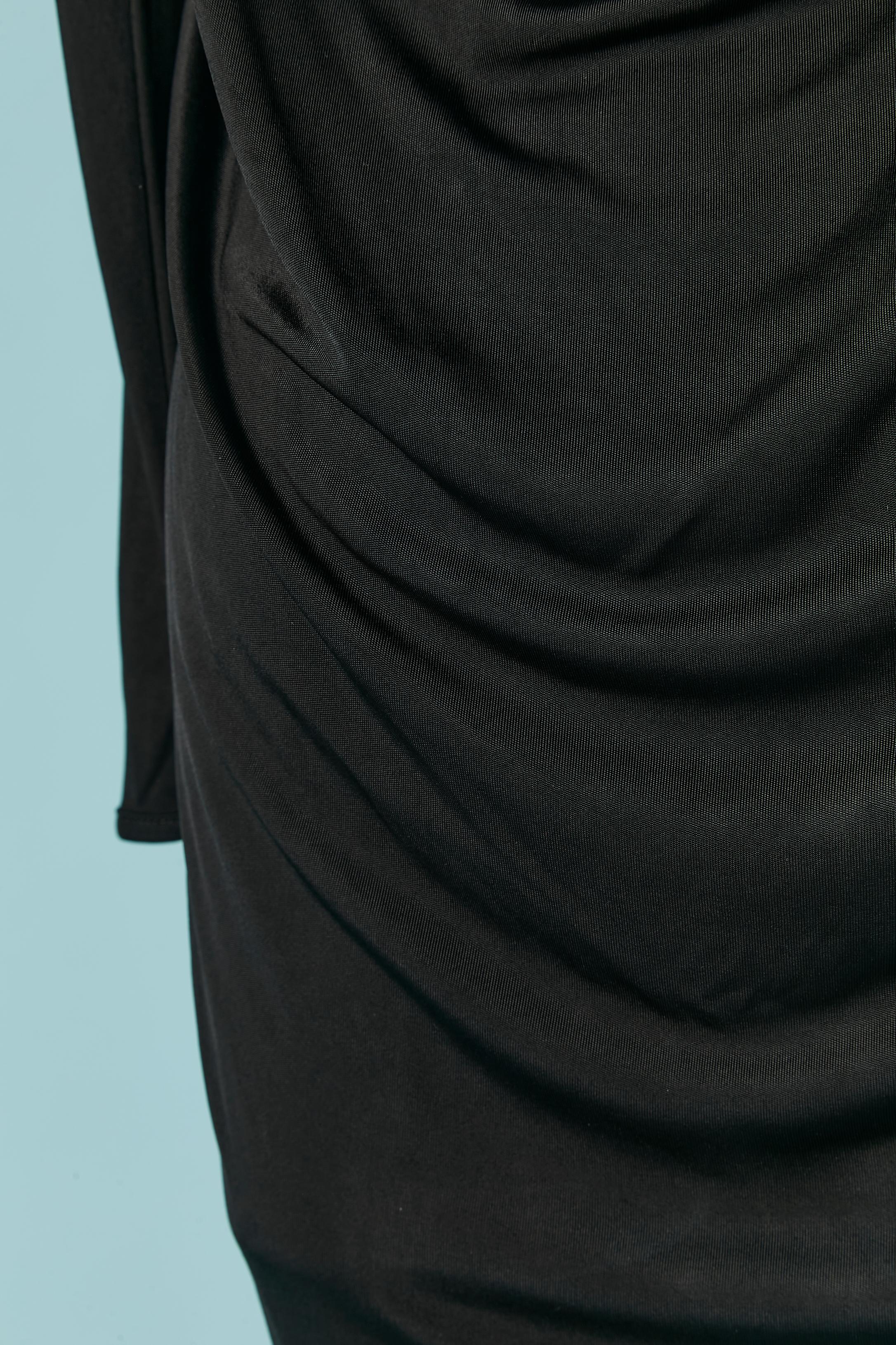 Black jersey dress draped on the back BALENCIAGA 1