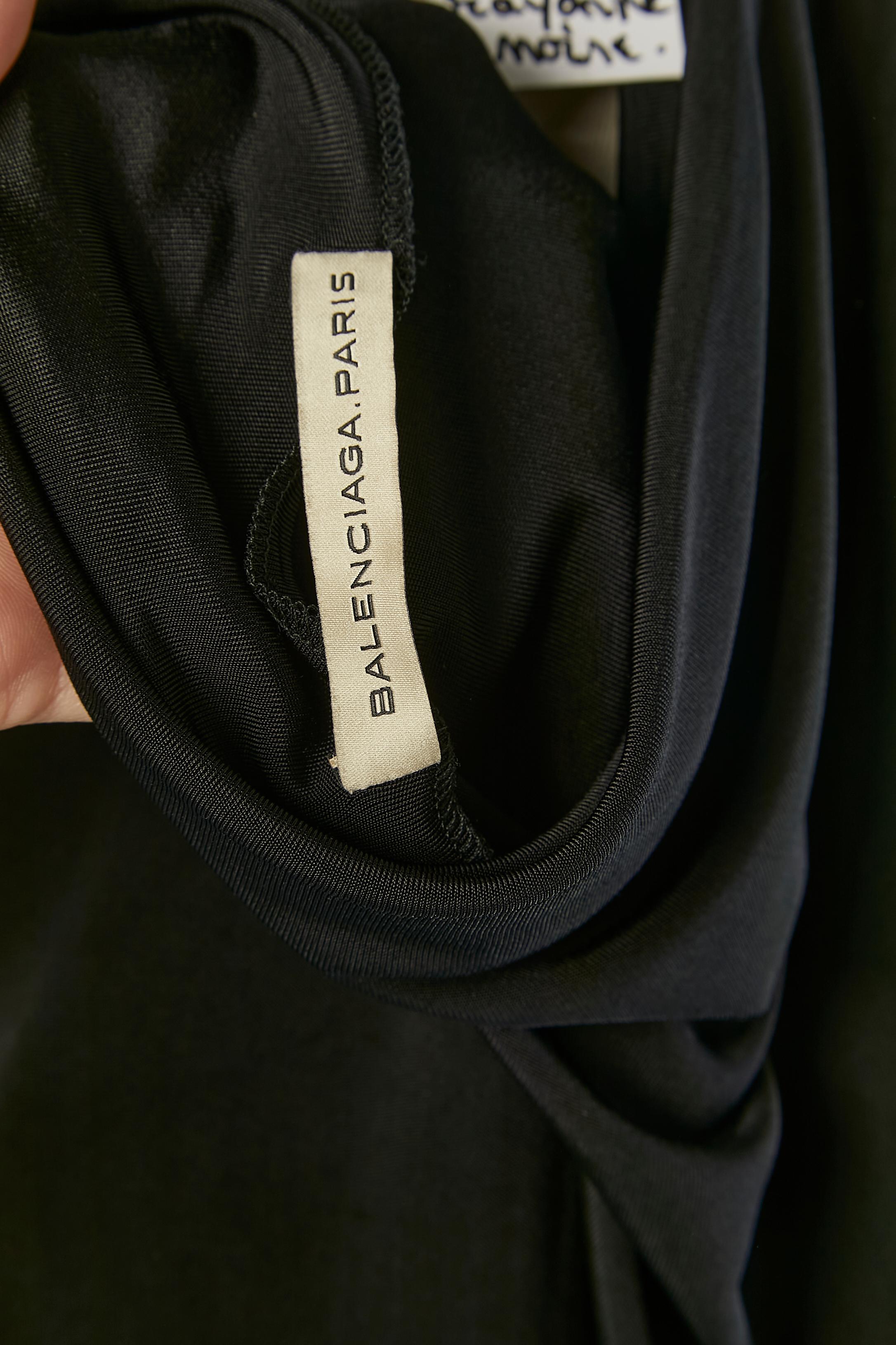 Black jersey dress draped on the back BALENCIAGA 2