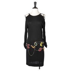 Vintage Black jersey dress with beaded work "ANGELO ÉTÉ 92" Angelo Tarlazzi 