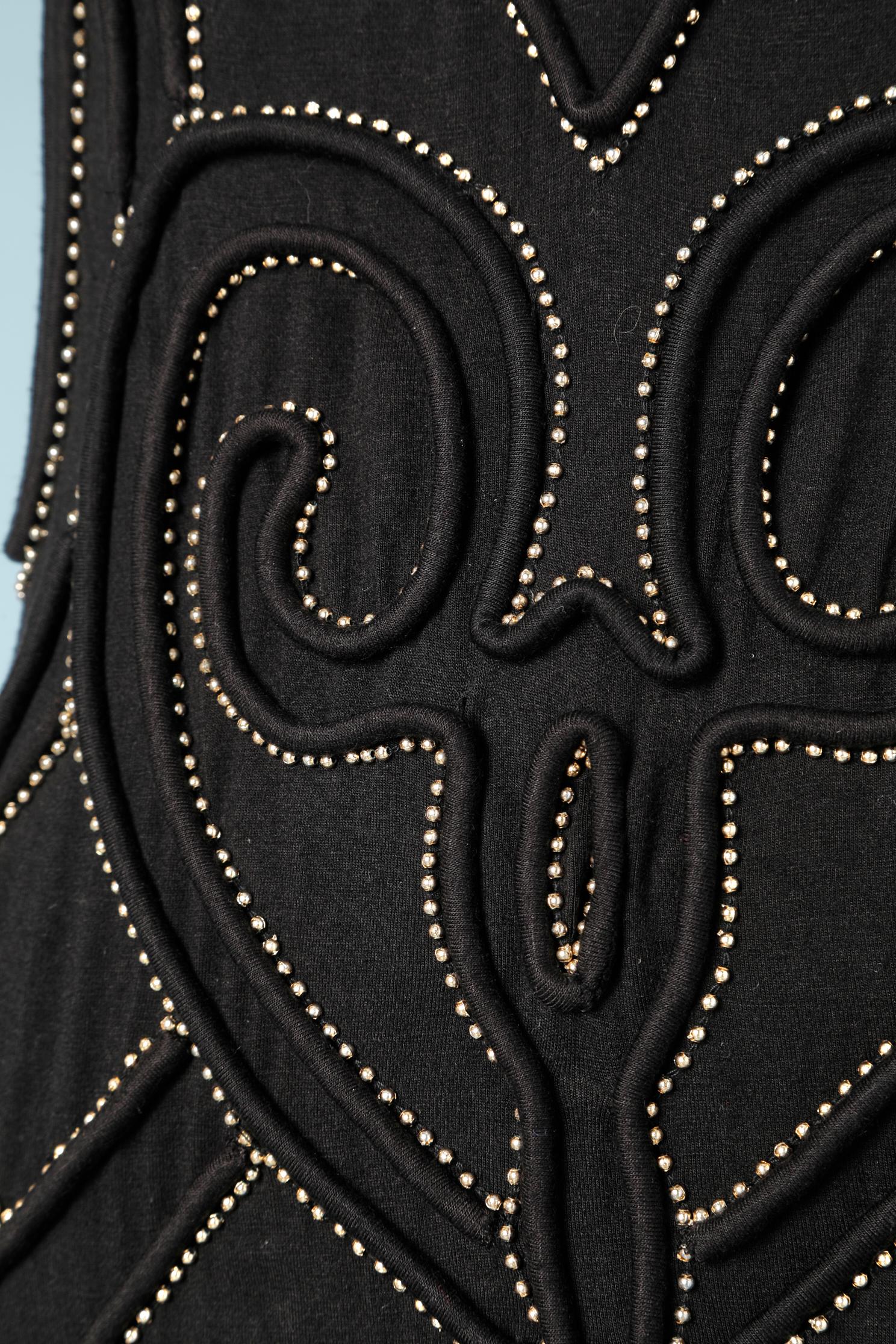 Black jersey dress with beads embroideries Givenchy  In Excellent Condition For Sale In Saint-Ouen-Sur-Seine, FR