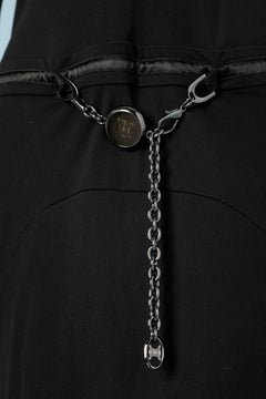 Black jersey dress with chain branded belt Céline