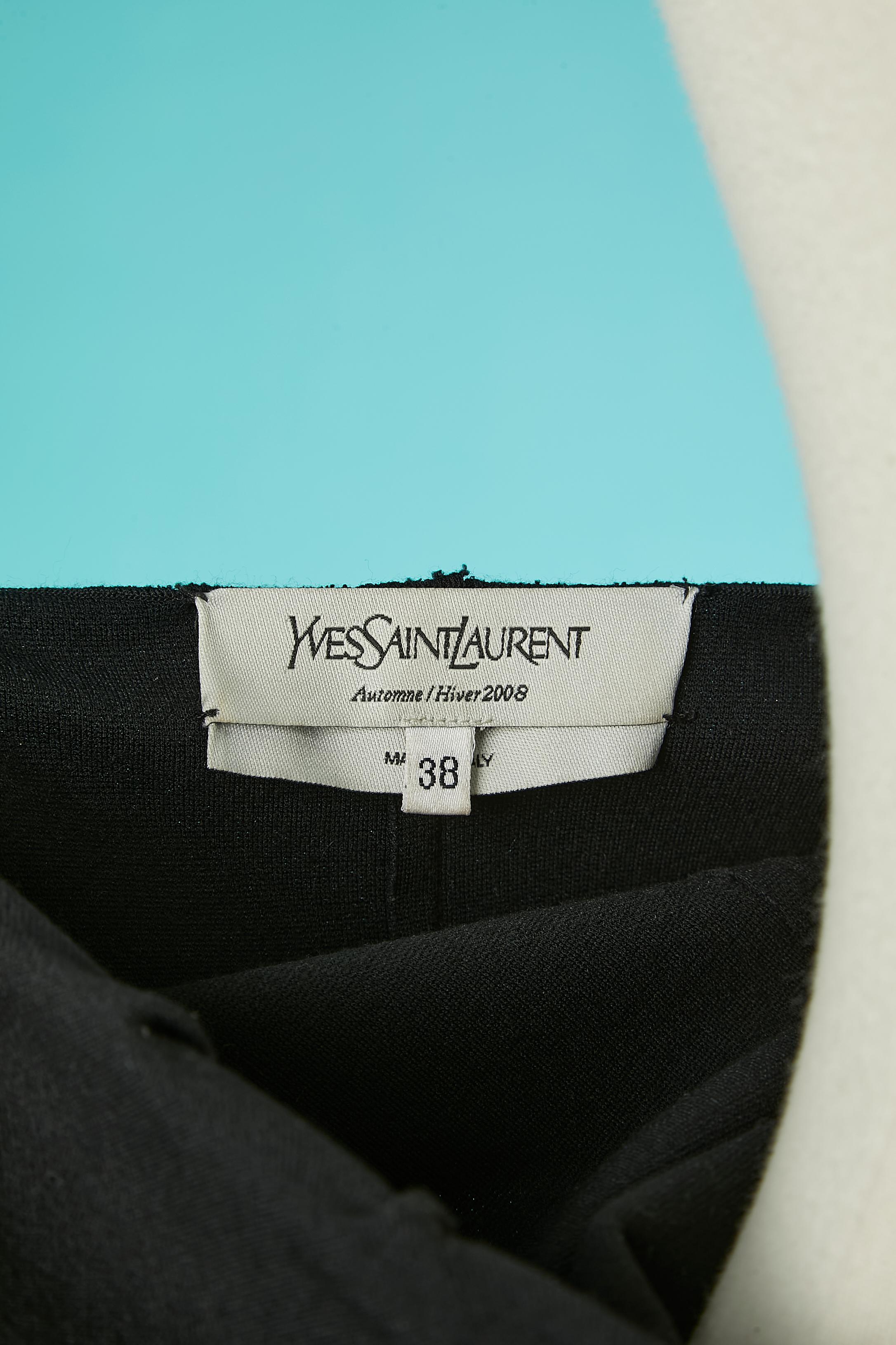Black jersey dress with cut-work and top- stitching Yves Saint Laurent FW 2008 For Sale 2