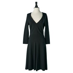 Black jersey dress with cut-work and top- stitching Yves Saint Laurent FW 2008