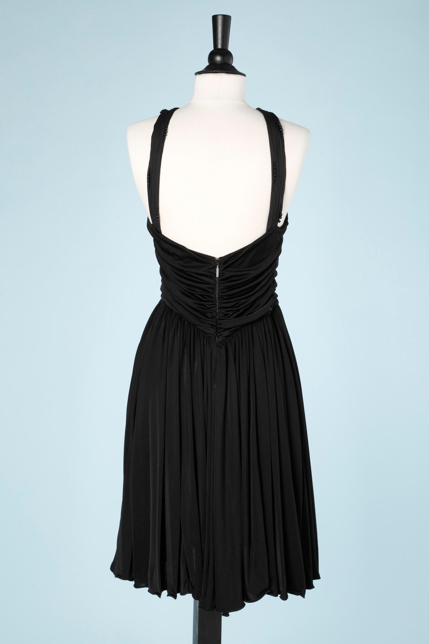 Black jersey embroidered cocktail dress Roberto Cavalli  For Sale 1