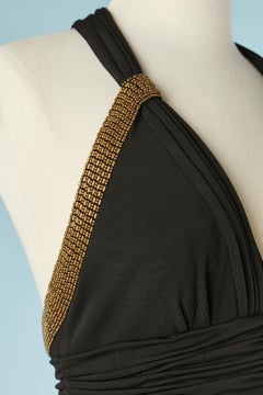 Black jersey evening dress with beaded edge Roberto Cavalli CLASS