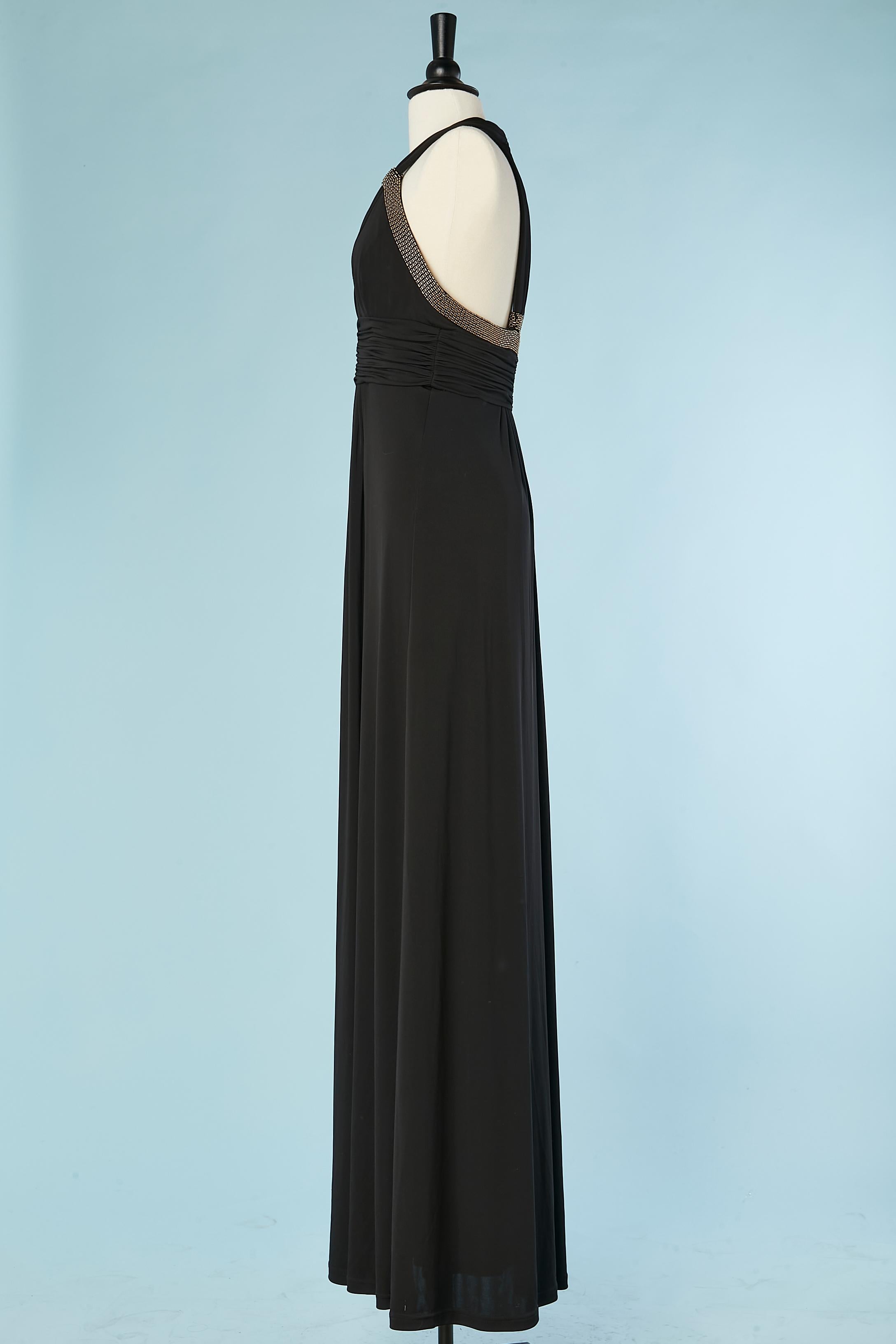 Women's Black jersey evening dress with beaded edge Roberto Cavalli CLASS  For Sale