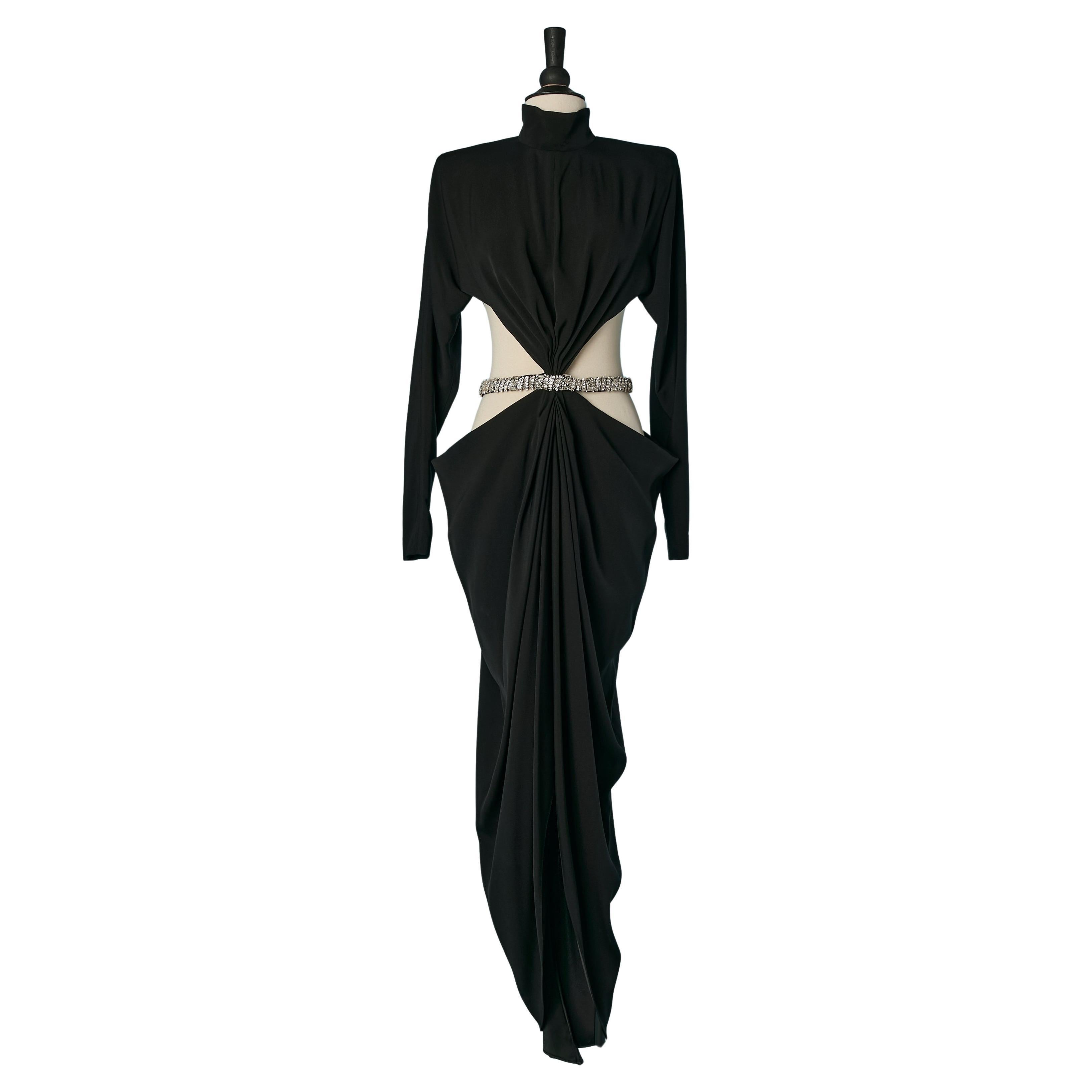Robe de soirée en jersey noir avec strass ALEXANDRE VAUTHIER