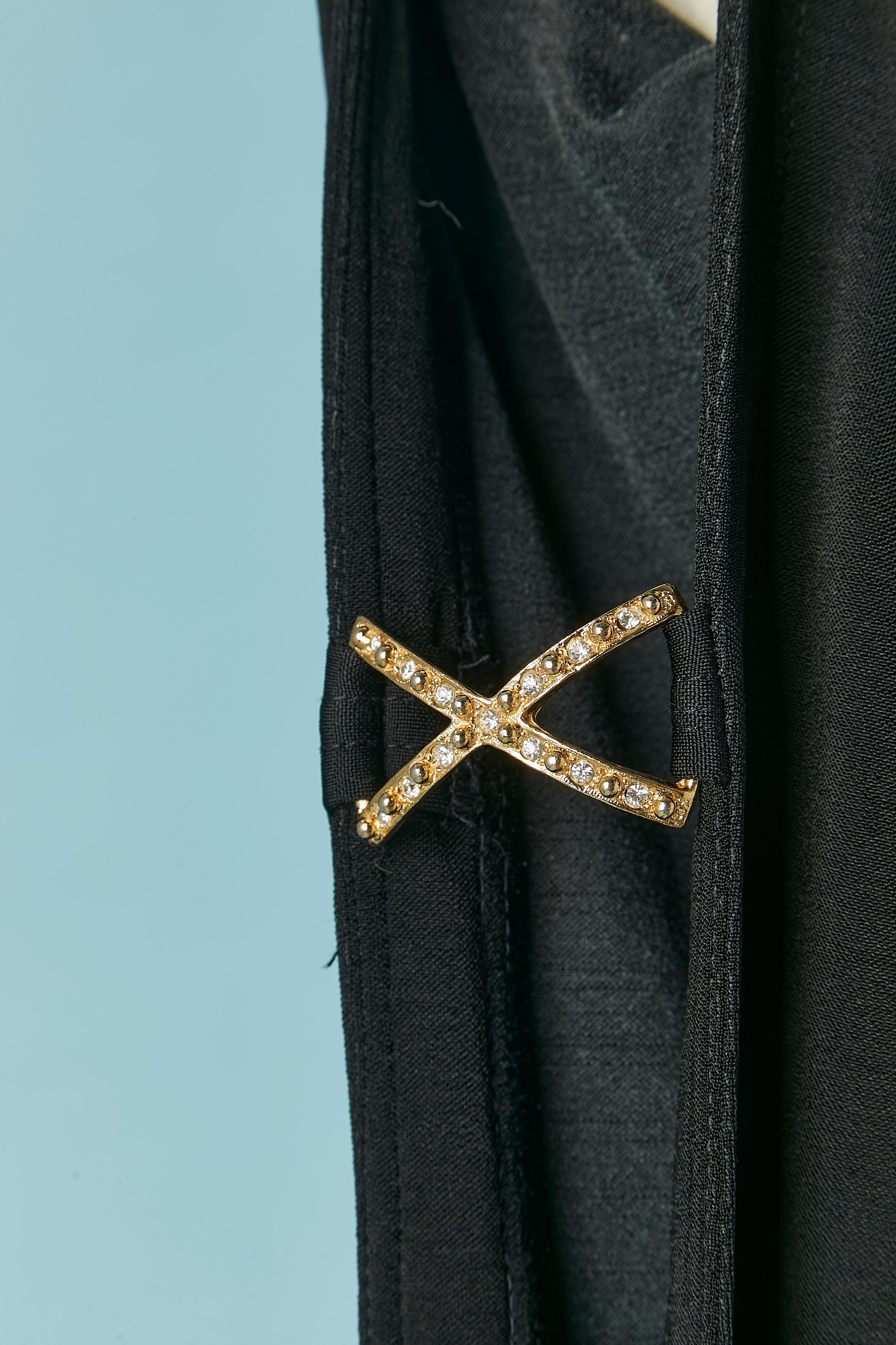 Abito da sera in jersey nero con strass sulla manica TADASHI In condizioni ottime in vendita a Saint-Ouen-Sur-Seine, FR