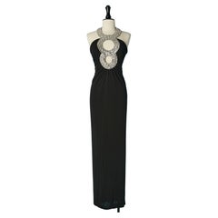 Abito da sera in jersey nero con scollatura in strass AZZARO