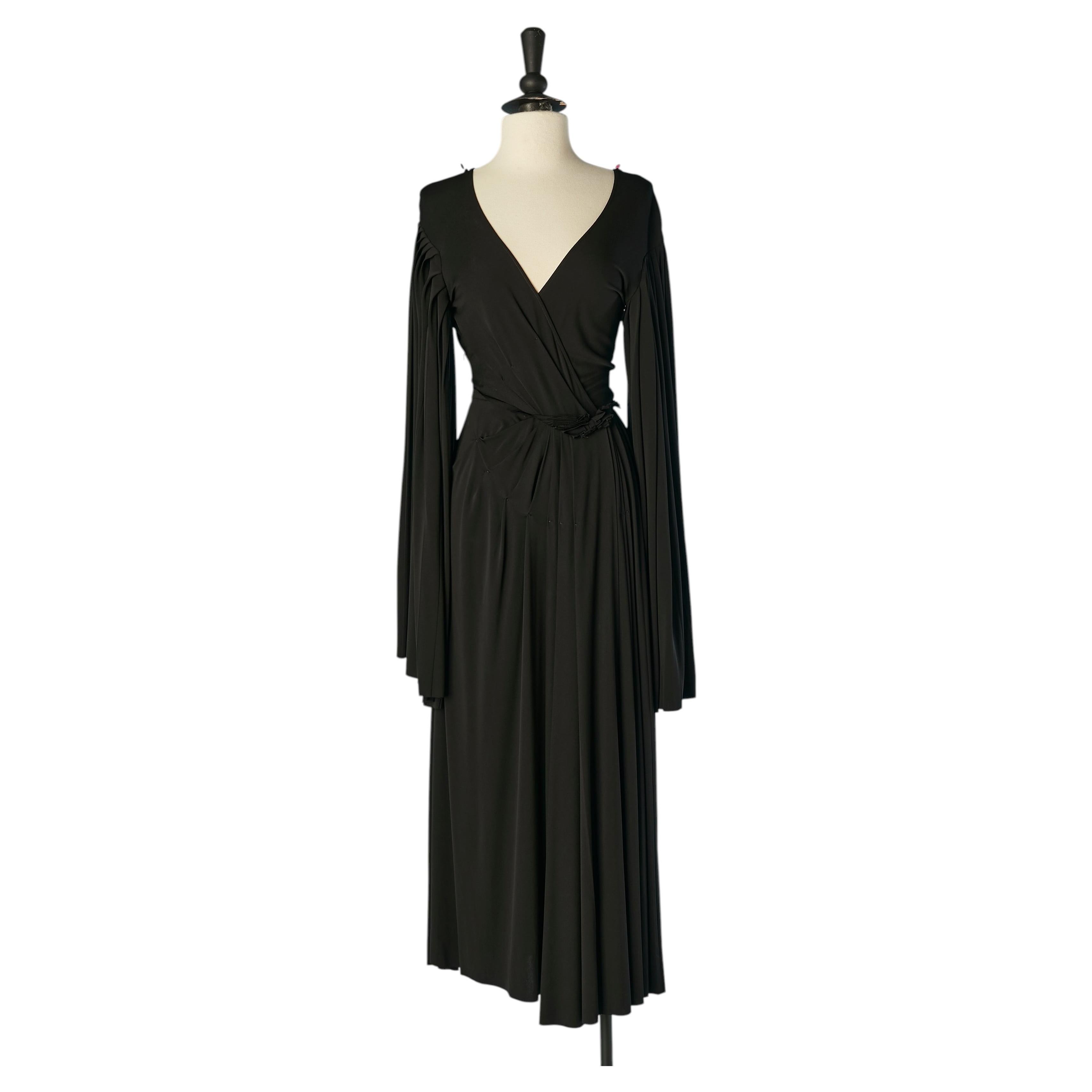 Robe de soirée en jersey noir à manches larges CHRISTIAN DIOR