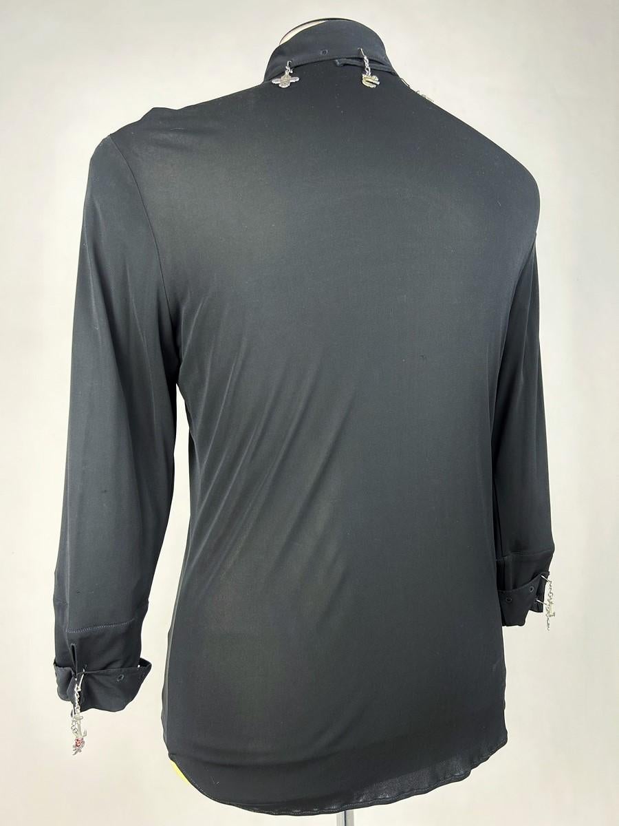 Black jersey shirt with charms by Jean-Paul Gaultier Homme - France Circa 1995 For Sale 7