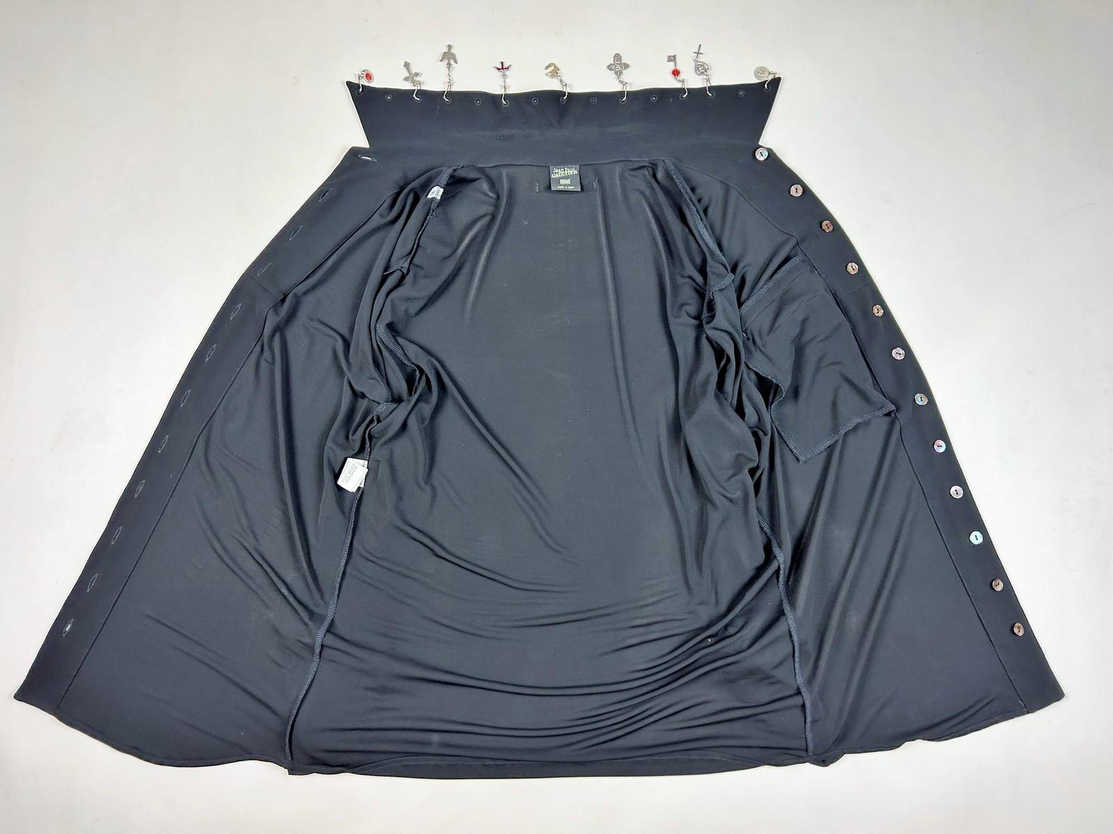Black jersey shirt with charms by Jean-Paul Gaultier Homme - France Circa 1995 For Sale 9