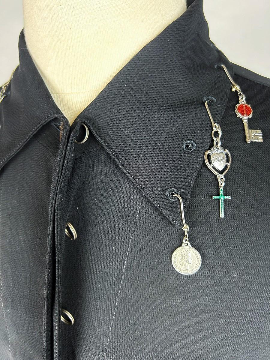 Black jersey shirt with charms by Jean-Paul Gaultier Homme - France Circa 1995 For Sale 5