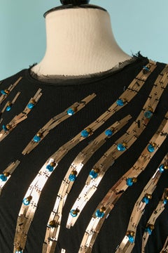 Black jersey tee-shirt with sequin embellishment LANVIN par A. ELBAZ