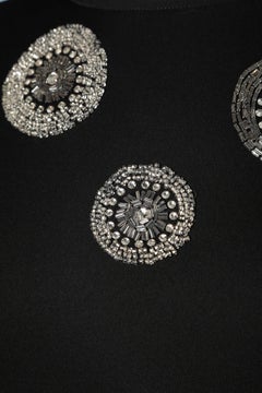 Black jersey top with rhinestones and beads embroidered