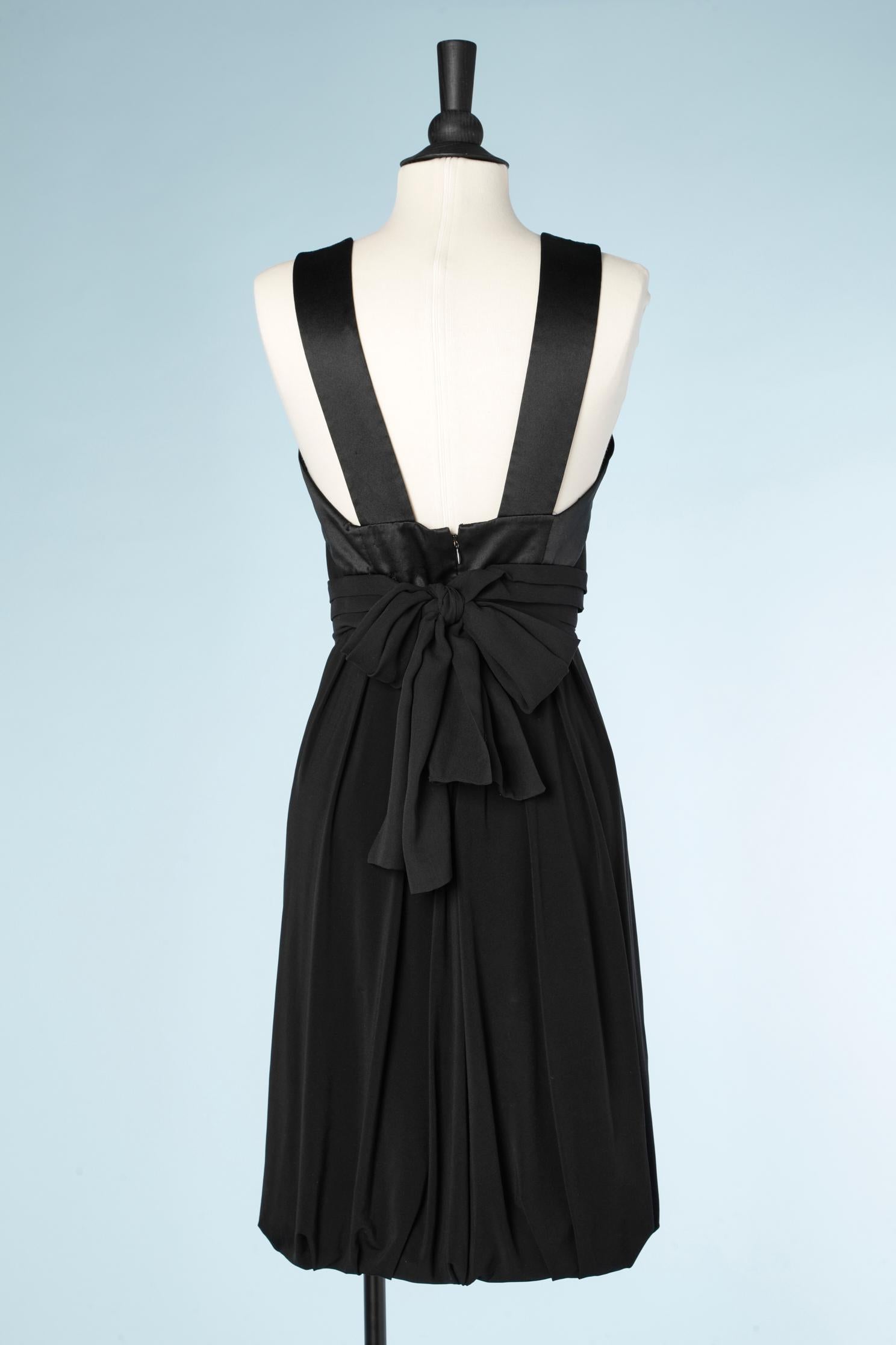 Black jersey with silk chiffon pleated belt cocktail dress Circa 2010 For Sale 1
