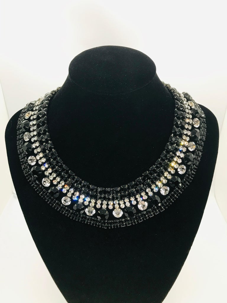 Black Jet and Clear Austrian Crystal Petite Cleopatra Collar Necklace ...