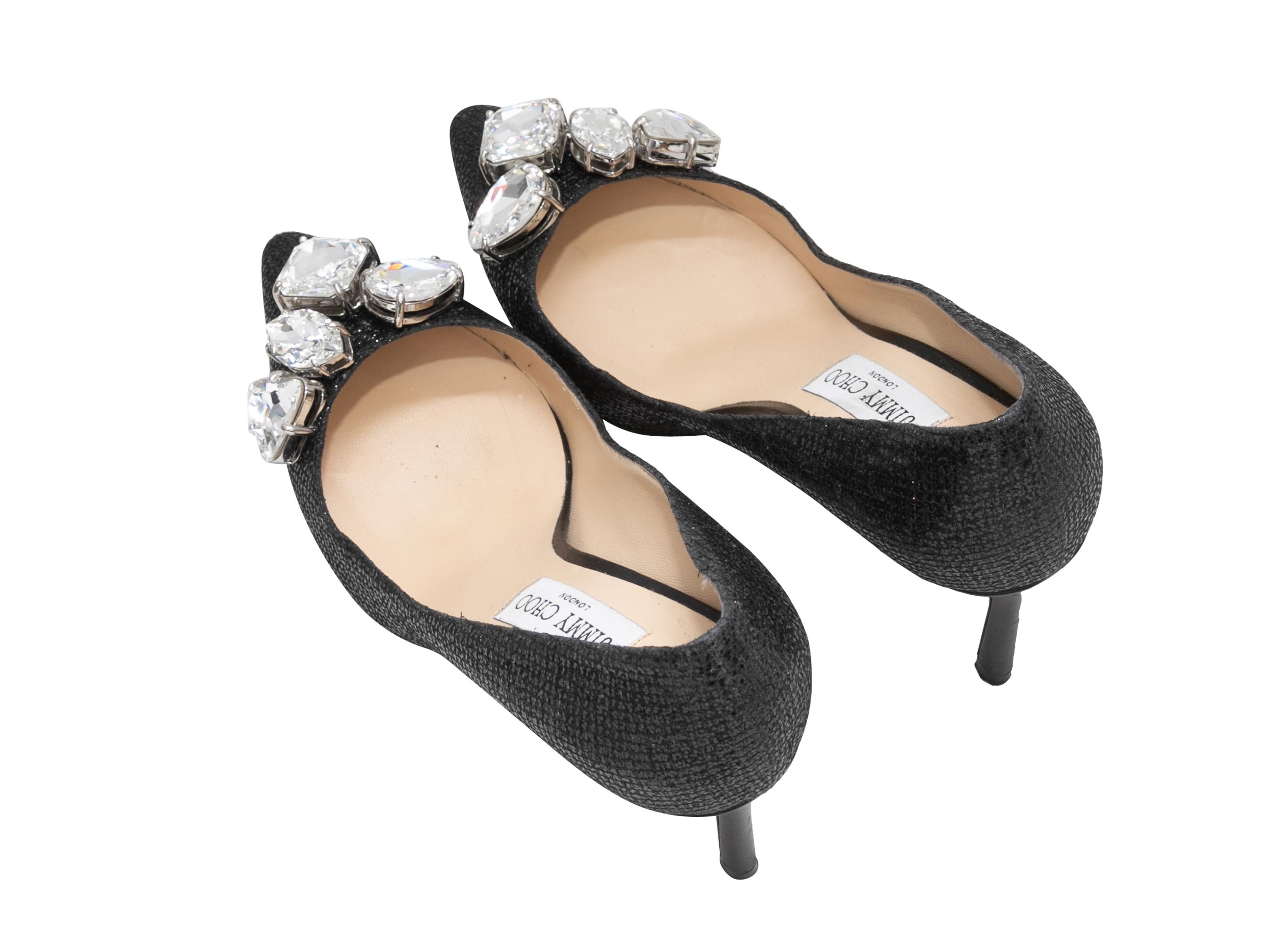 Bombas negras con puntera en punta adornada con cristales Jimmy Choo Talla 38.5 Negro en venta