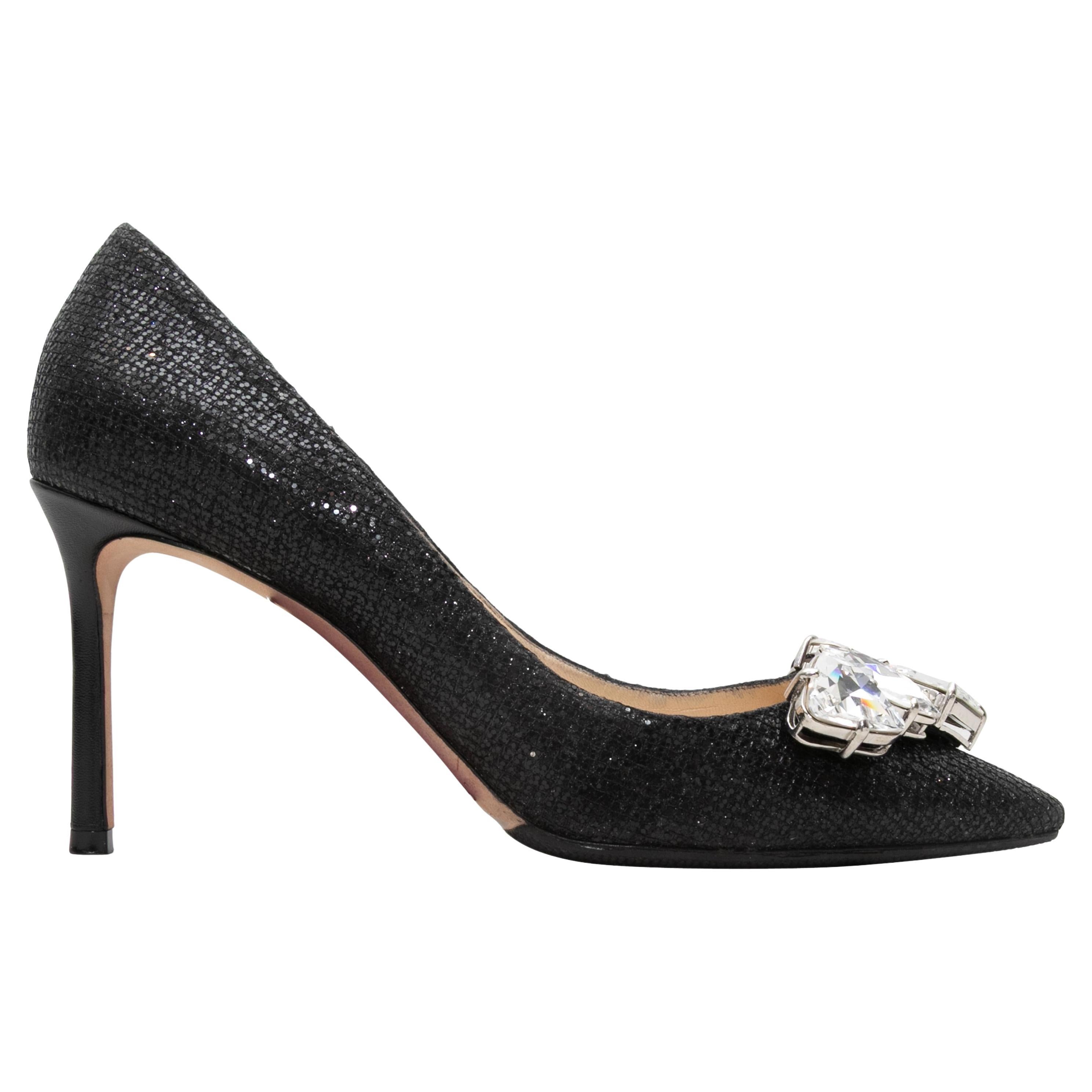 Jimmy Choo escarpins à bout pointu ornés de cristaux noirs, taille 38,5