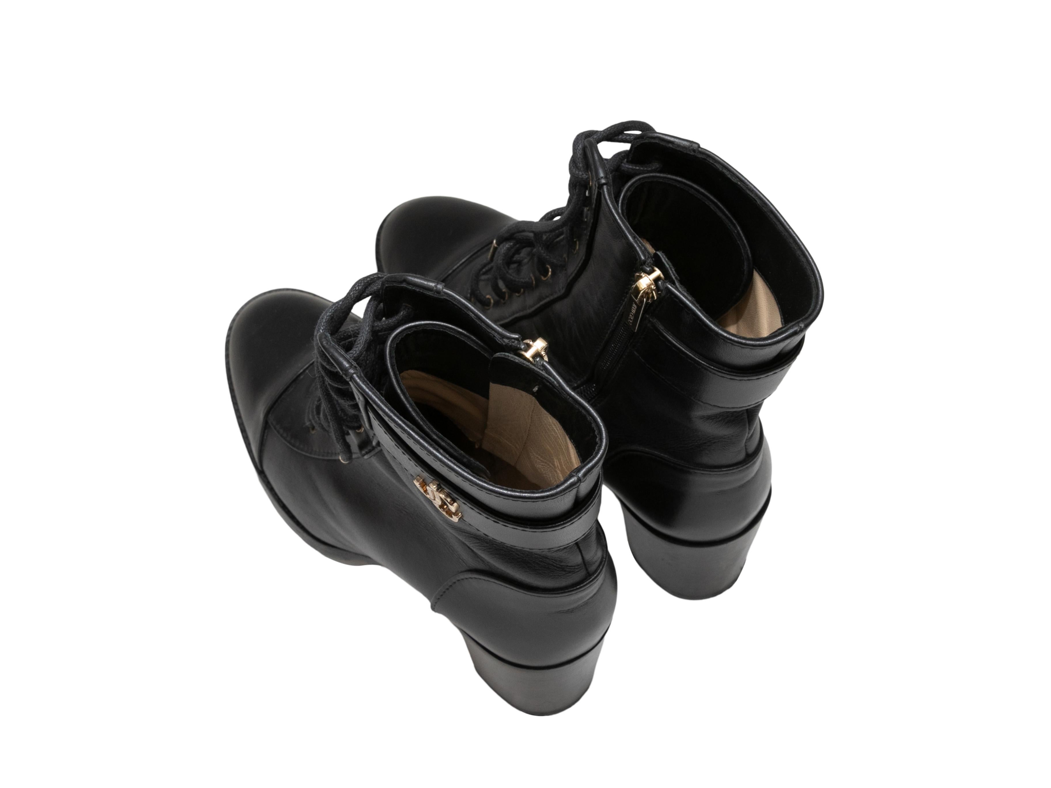 Black Jimmy Choo Lace-Up Heeled Ankle Boots Size 37.5 In Good Condition For Sale In New York, NY