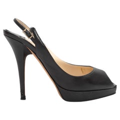 Schwarze Jimmy Choo Leder-Pumps mit Peep-Toe-Slingback in Schwarz