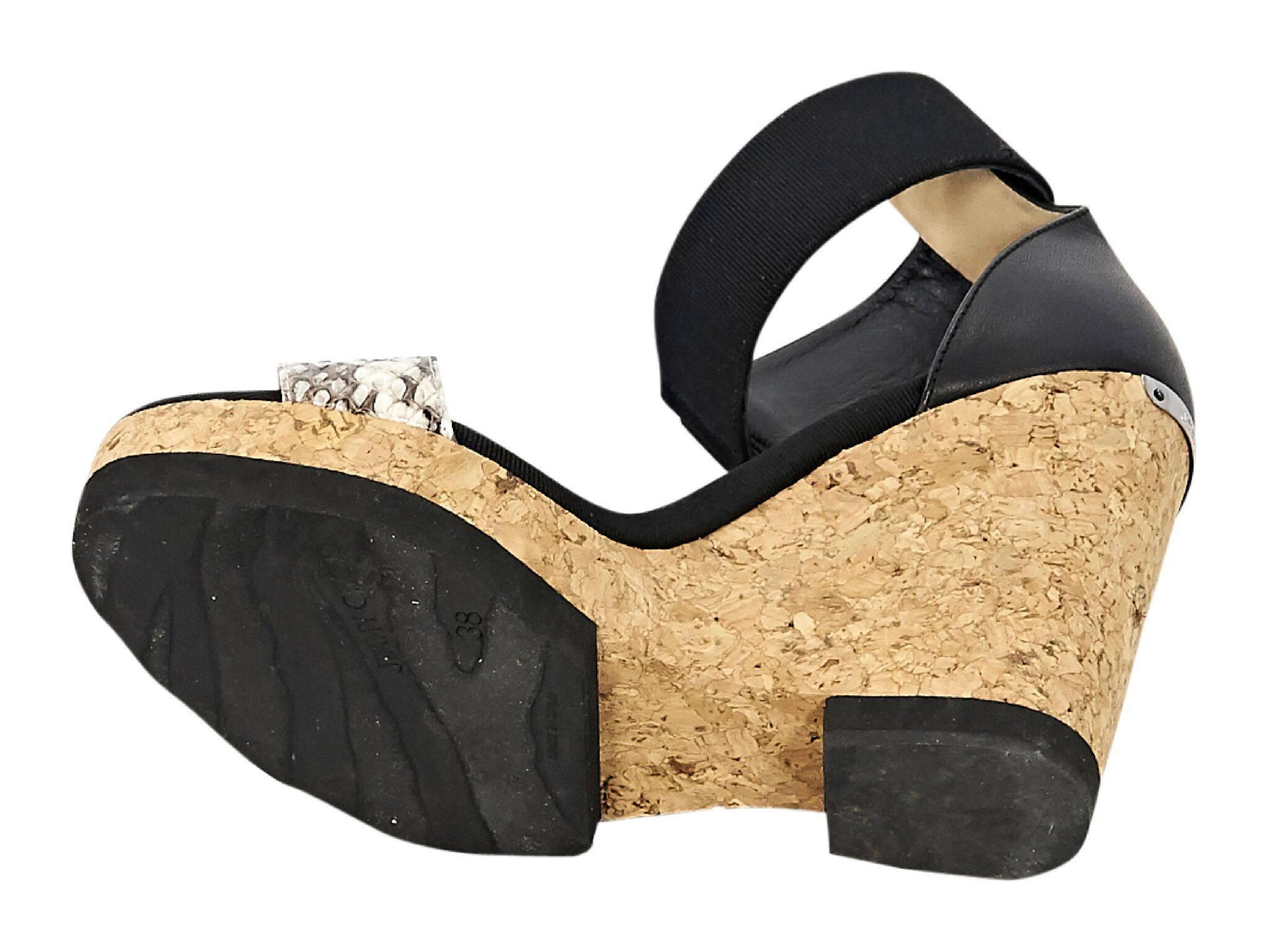 Jimmy Choo Black Neston Snake Wedge Sandals In Good Condition In New York, NY