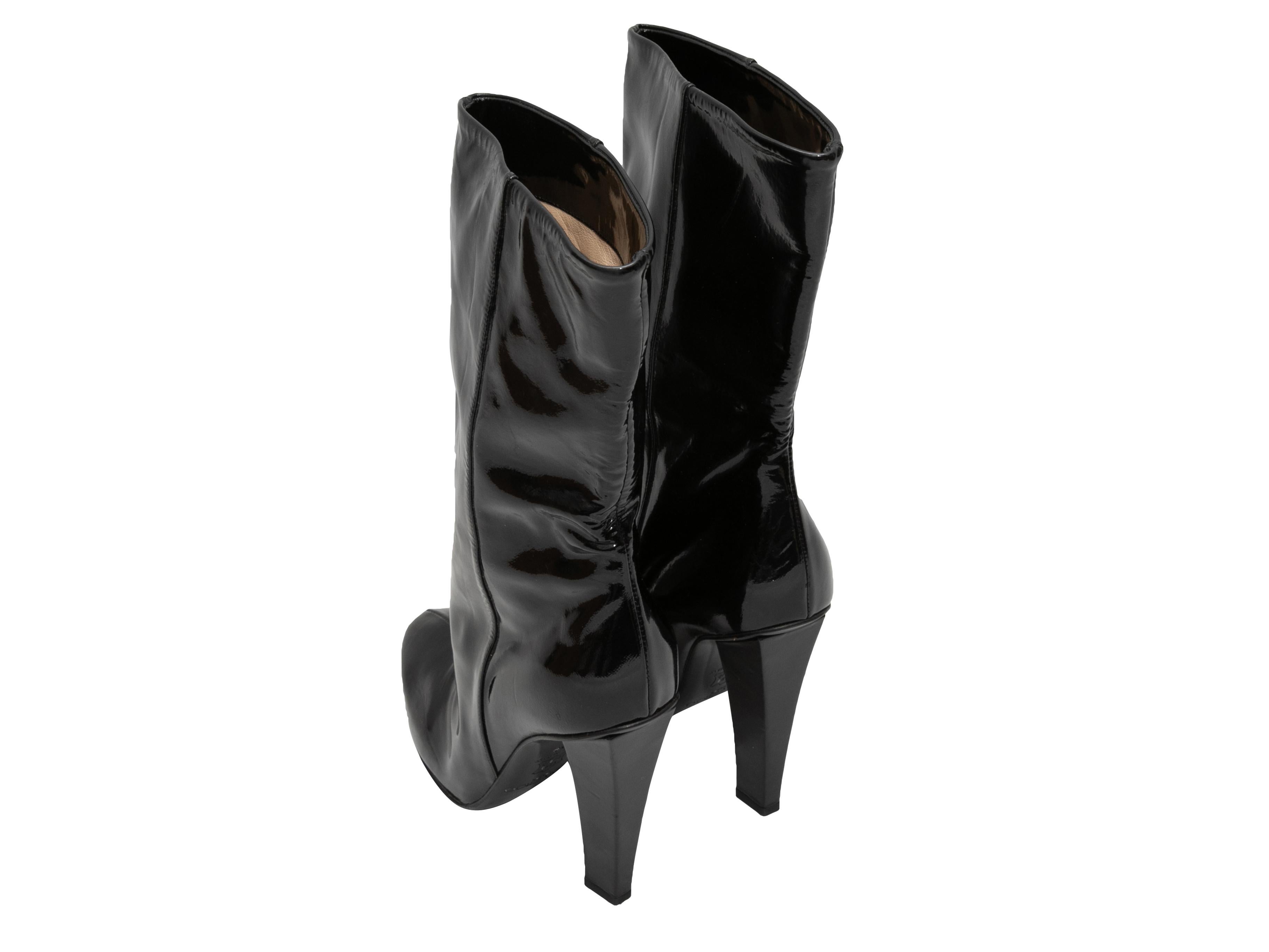 Black Jimmy Choo Patent Leather Heeled Boots Size 38 In Good Condition For Sale In New York, NY