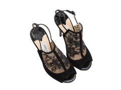 Black Jimmy Choo Patent, Suede, & Lace Heels Size 36